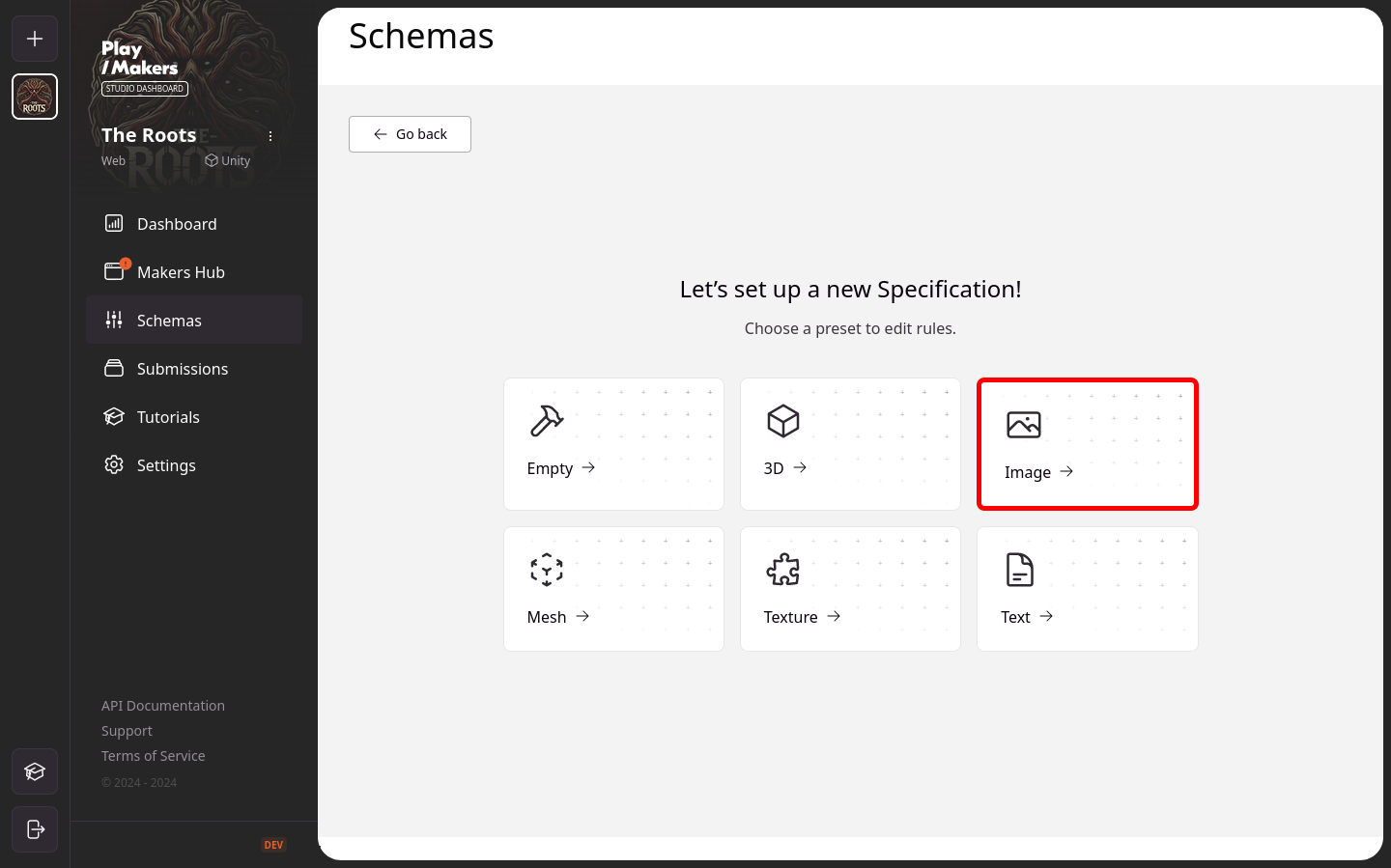 Studio Dashboard&#39;s preset of schema blocks