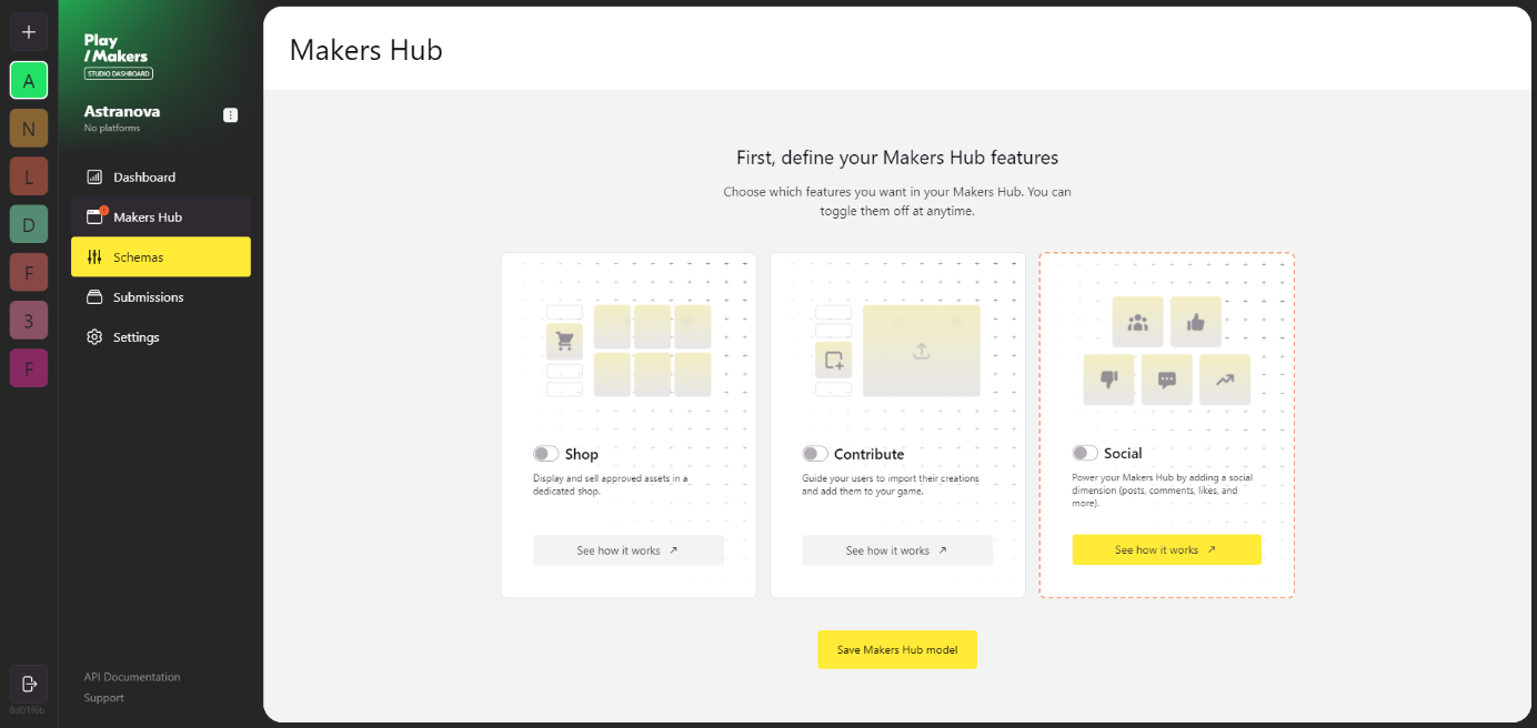 Makers Hub&#39;s social feature from Studio Dashboard