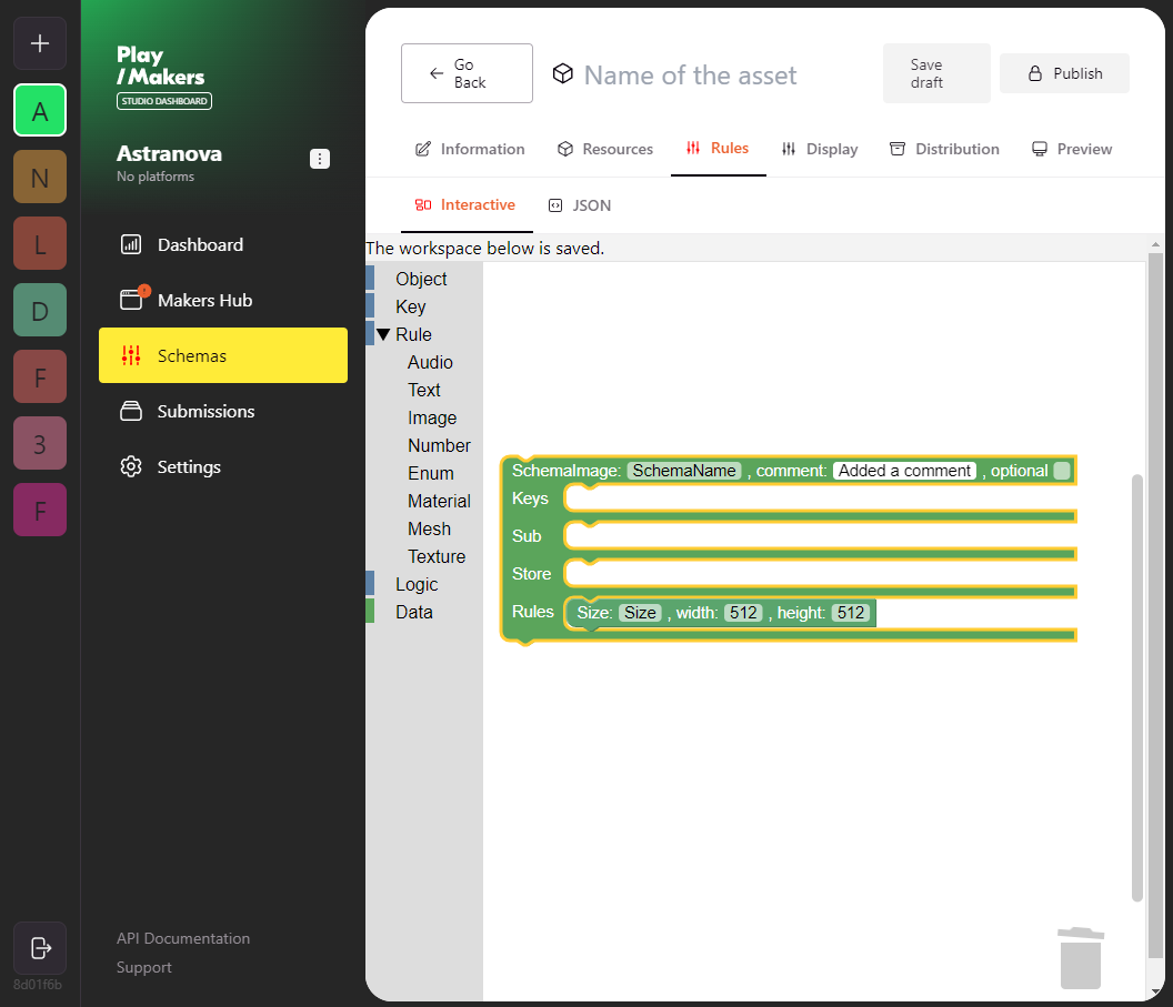 Overview of the ImageRules in Studio Dashboard&#39;s schema-rules-interactive tab