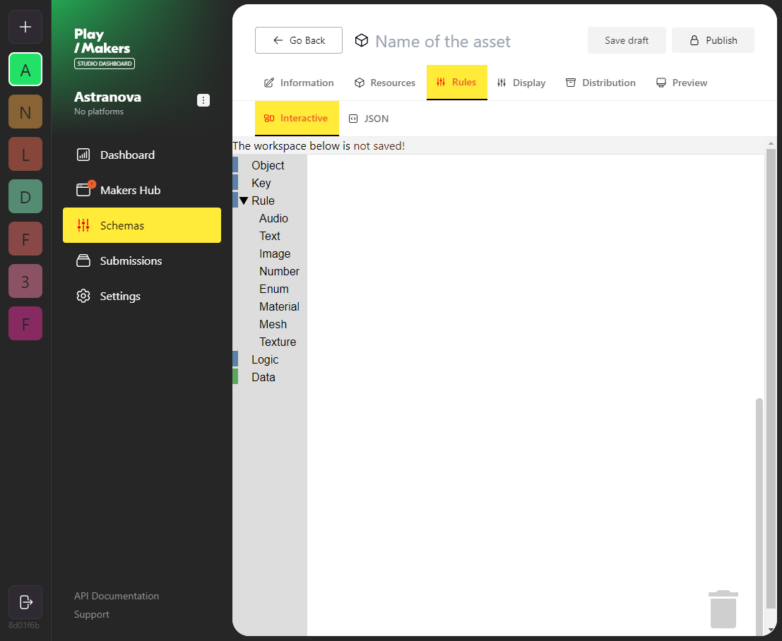 Studio Dashboard&#39;s PlayMakers Editor