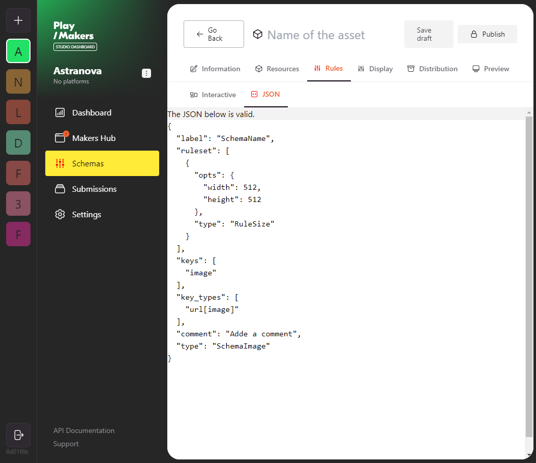 A schemaImage with its ruleSize in PlayMakers Editor